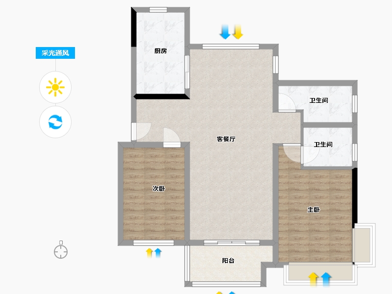 河南省-漯河市-华泰·云筑-98.40-户型库-采光通风