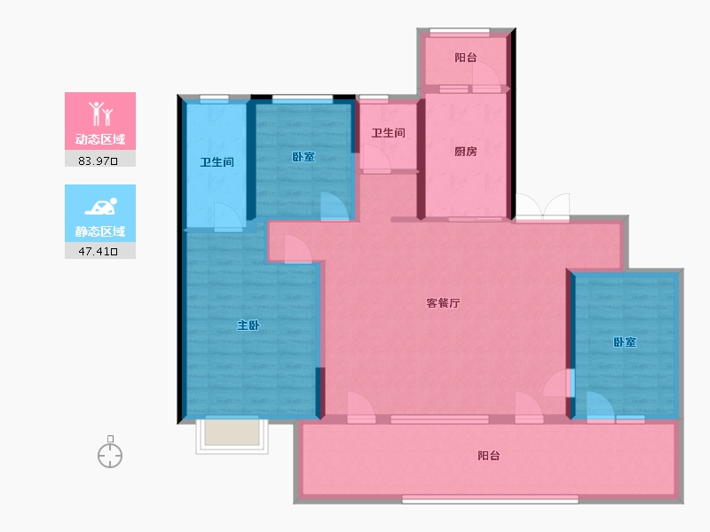 陕西省-西安市-科技路金茂府-117.89-户型库-动静分区