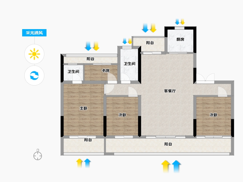 河南省-周口市-羲皇·壹号院-114.36-户型库-采光通风