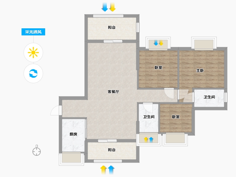 广东省-江门市-新熙花园-105.00-户型库-采光通风