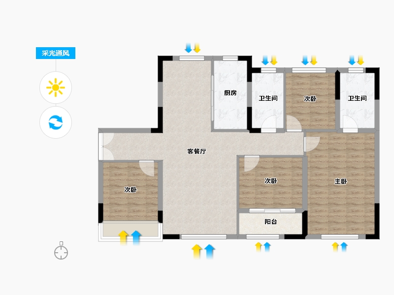 江苏省-徐州市-大华梧桐院-105.60-户型库-采光通风