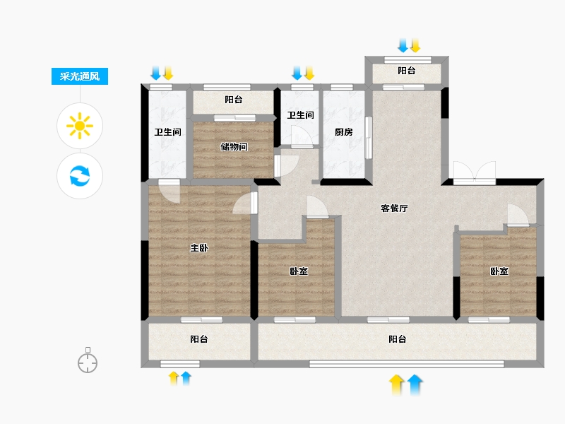 河南省-周口市-建业·青风院子-115.06-户型库-采光通风