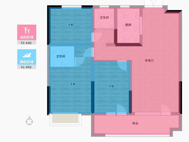 山东省-德州市-牡丹华府-86.64-户型库-动静分区