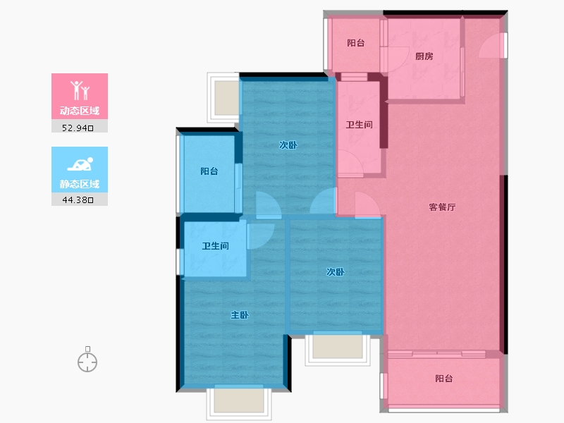 广东省-深圳市-京基·天韵府-87.70-户型库-动静分区