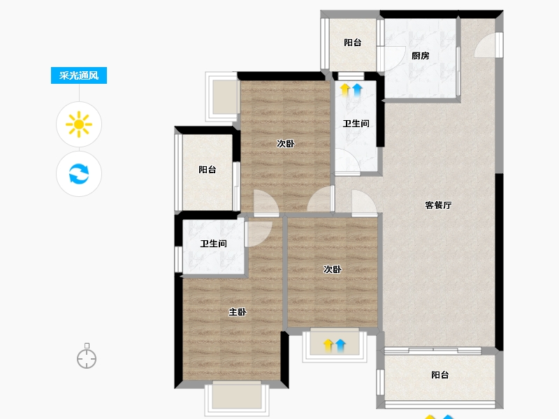 广东省-深圳市-京基·天韵府-87.70-户型库-采光通风