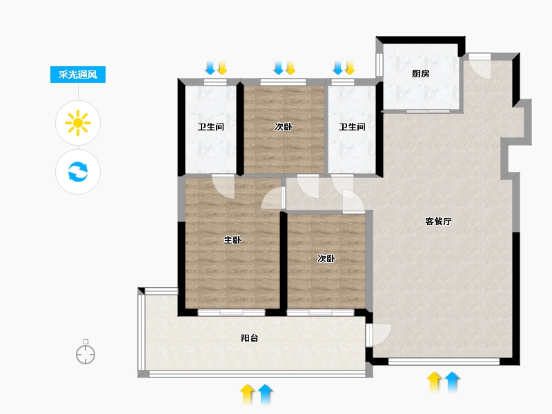 陕西省-西安市-绿城西安拾光屿-112.44-户型库-采光通风