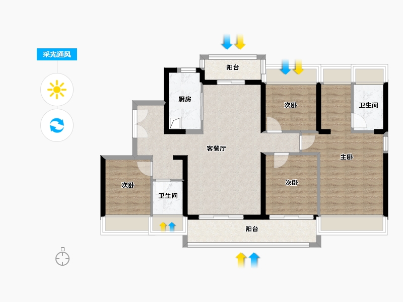 广东省-深圳市-都市花园-114.40-户型库-采光通风