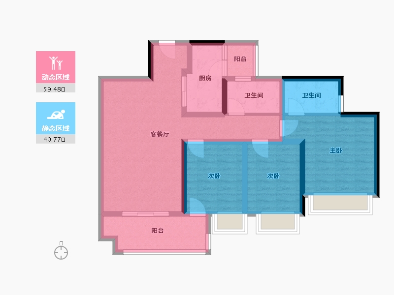 四川省-成都市-蓝光长岛国际社区-88.37-户型库-动静分区