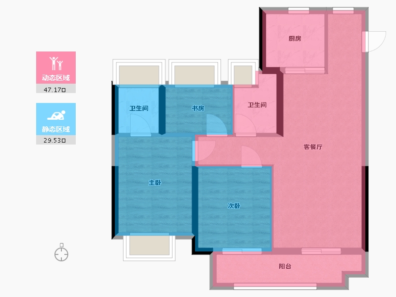 湖北省-武汉市-天创黄金时代-78.40-户型库-动静分区