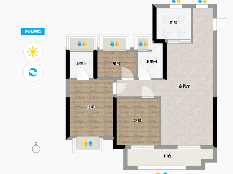 湖北省-武汉市-天创黄金时代-78.40-户型库-采光通风