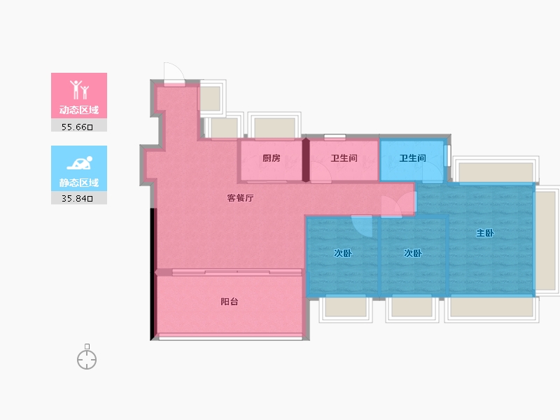 广东省-珠海市-华发琴澳新城·悦玺-82.87-户型库-动静分区