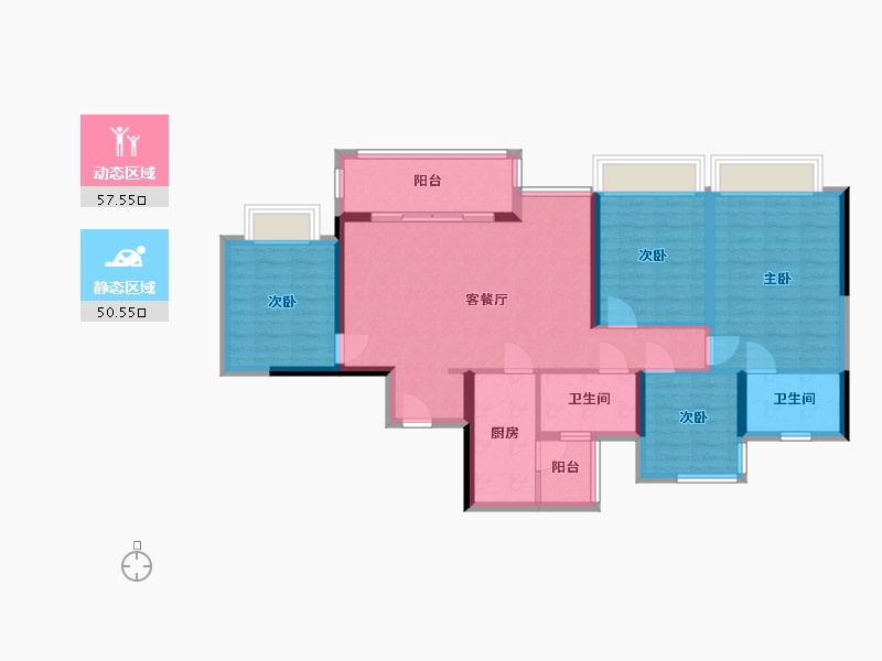 四川省-成都市-蓝光长岛国际社区-96.38-户型库-动静分区