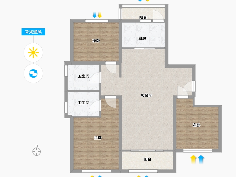 山东省-菏泽市-天安夏威夷-103.20-户型库-采光通风