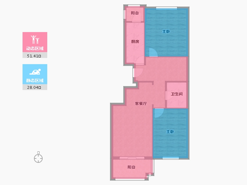 北京-北京市-华龙苑北里-76.00-户型库-动静分区