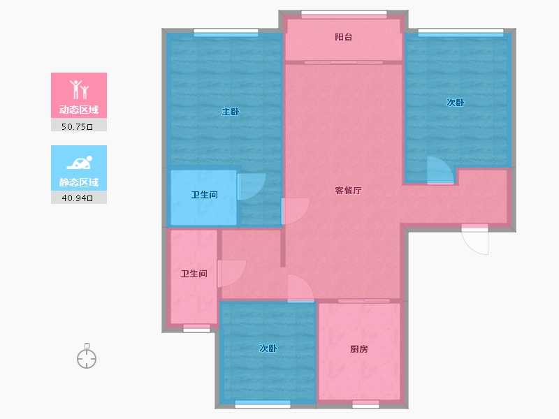 黑龙江省-哈尔滨市-黄浦公馆-1期-83.30-户型库-动静分区