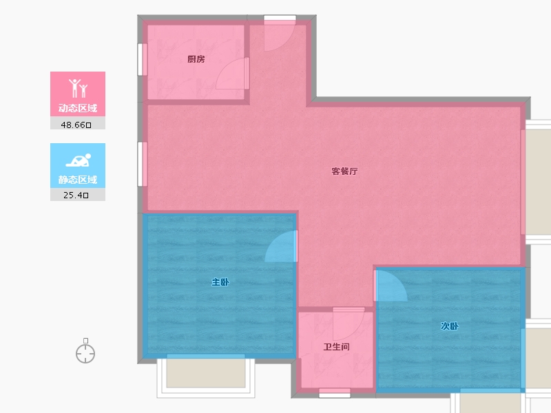 重庆-重庆市-兰花五小区-70.33-户型库-动静分区