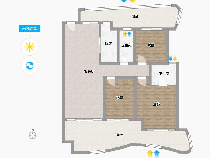 四川省-凉山彝族自治州-铁投1号院-96.00-户型库-采光通风