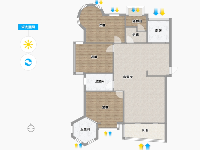 河南省-郑州市-亚星盛世家园-130.00-户型库-采光通风