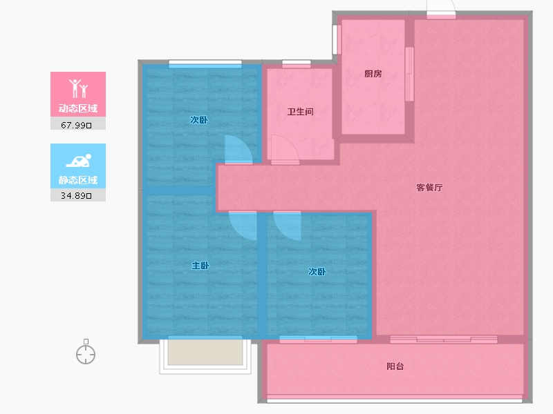 山西省-吕梁市-府南华庭-92.00-户型库-动静分区