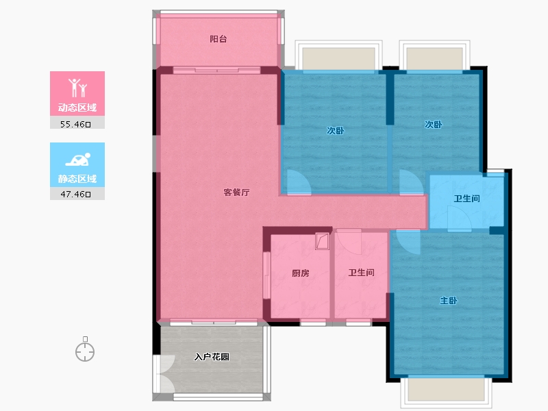 海南省-海口市-五源河公寓三期G区项目-103.00-户型库-动静分区