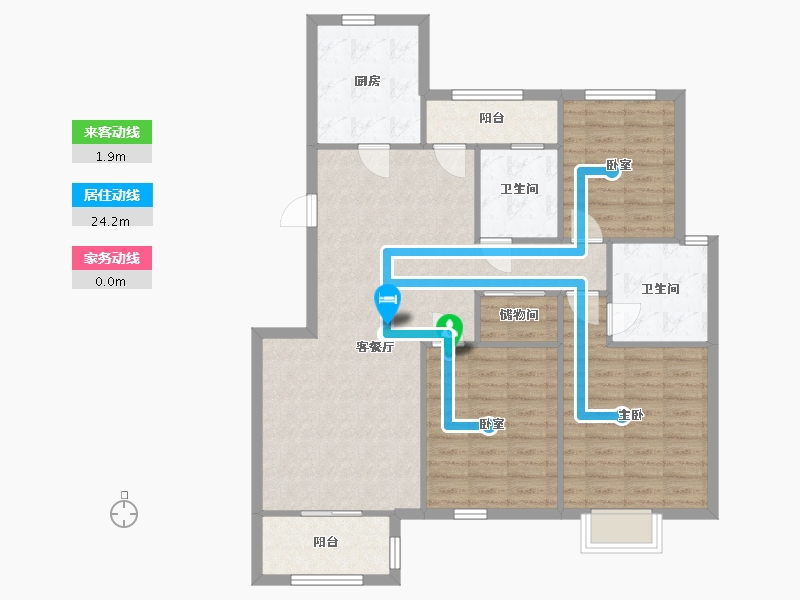 上海-上海市-龙柏香榭苑-101.82-户型库-动静线