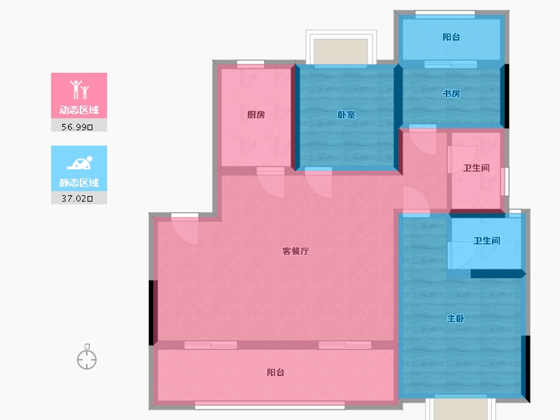 四川省-广安市-君临阁二期-84.88-户型库-动静分区