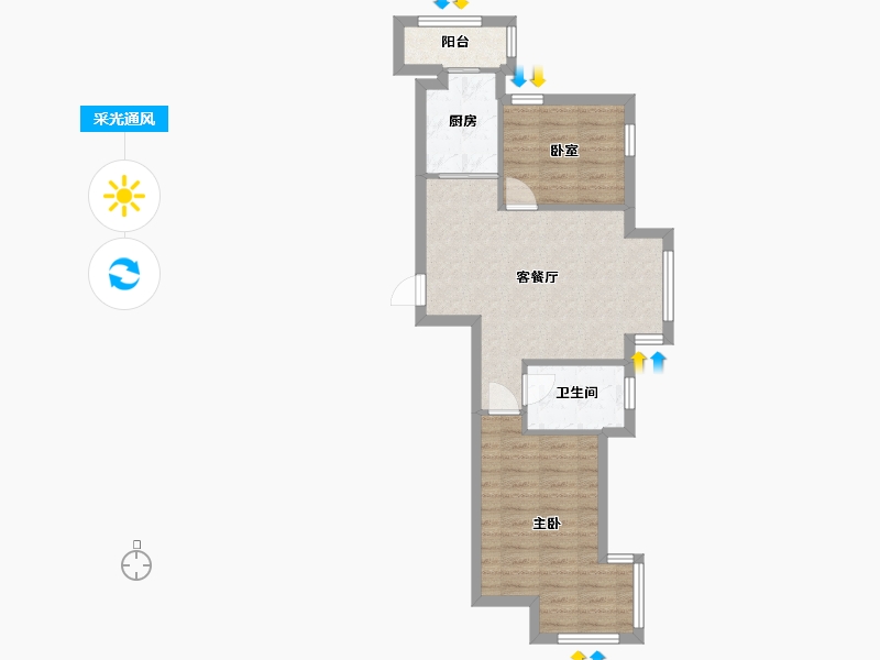 辽宁省-沈阳市-果舍添香-二期-61.00-户型库-采光通风