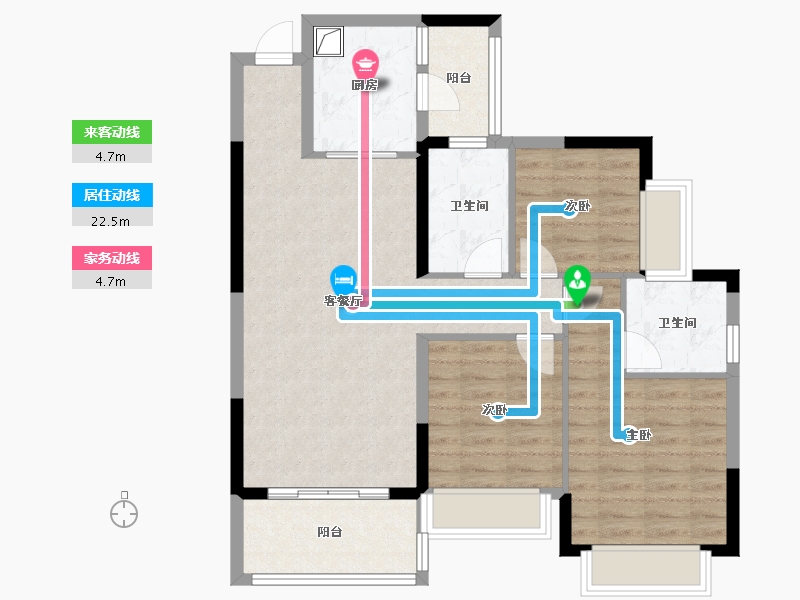 湖南省-长沙市-浏阳恒大华府4期-106.00-户型库-动静线