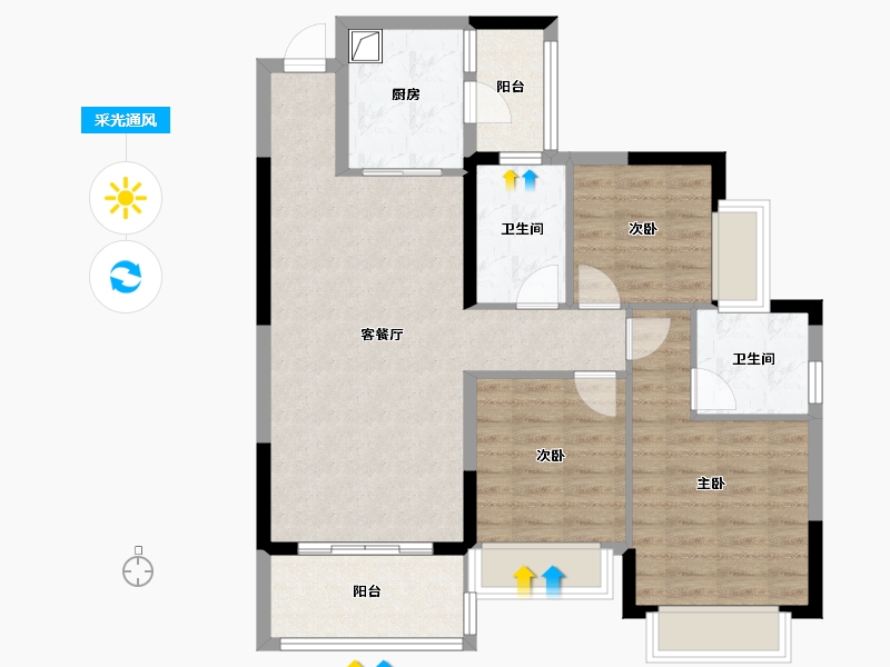 湖南省-长沙市-浏阳恒大华府4期-106.00-户型库-采光通风