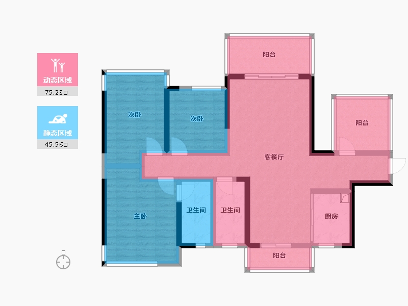 广西壮族自治区-南宁市-武鸣彰泰滨江学府-93.60-户型库-动静分区