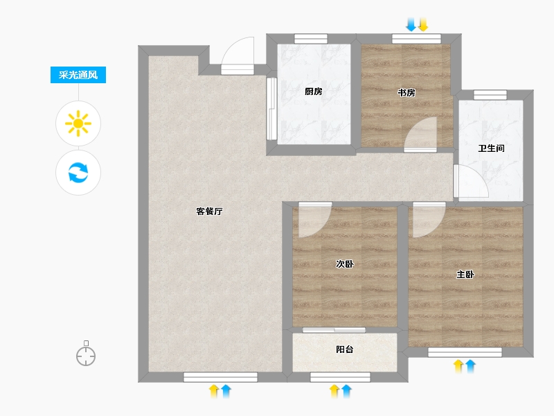 山东省-济南市-古榆台-70.00-户型库-采光通风