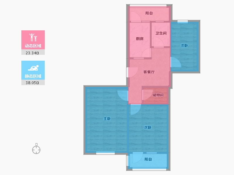 北京-北京市-和平街十一区-63.20-户型库-动静分区