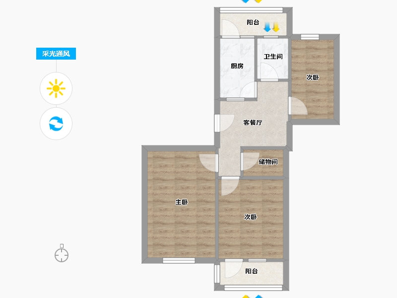 北京-北京市-和平街十一区-63.20-户型库-采光通风