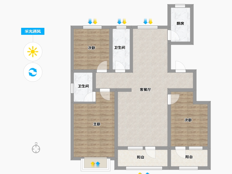 河北省-邢台市-北海十六号住宅小区-100.00-户型库-采光通风