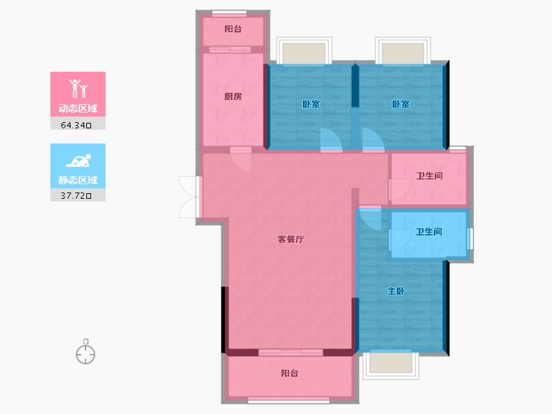 贵州省-遵义市-赤水市贵康时代中心-110.00-户型库-动静分区