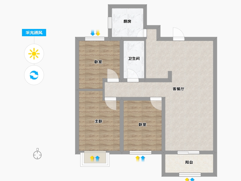 河北省-邢台市-丽景-96.00-户型库-采光通风