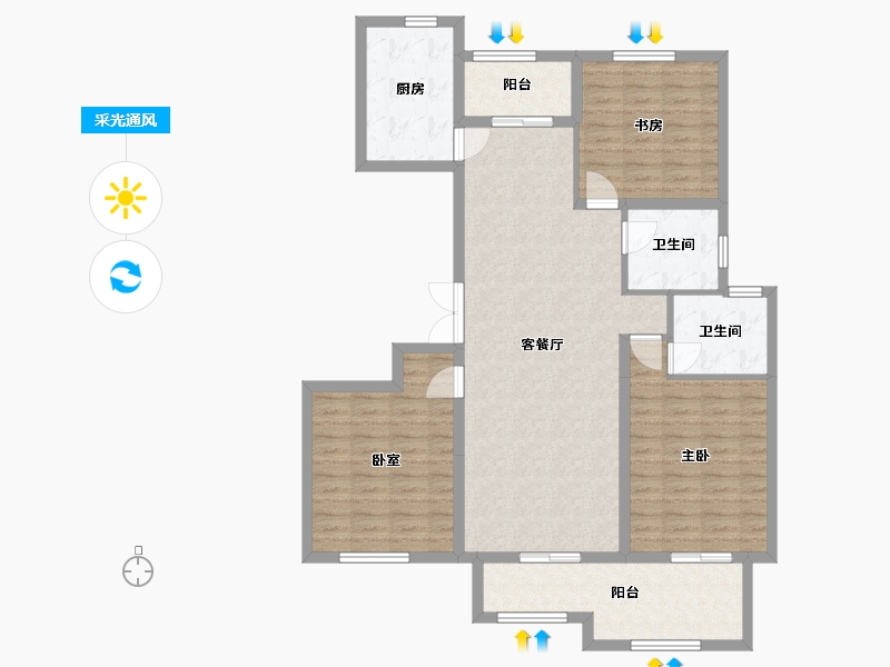 海南省-海口市-佳元江畔人家-119.19-户型库-采光通风