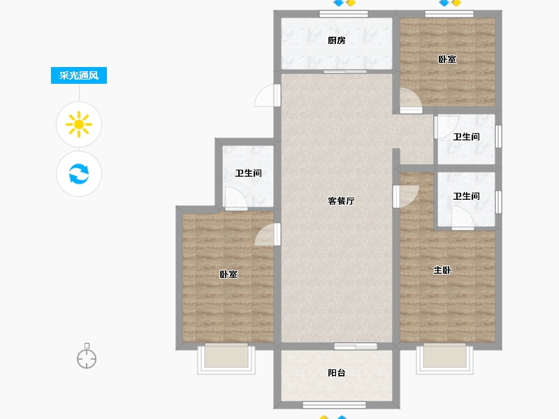 河南省-鹤壁市-建业龙门柒号院-105.60-户型库-采光通风