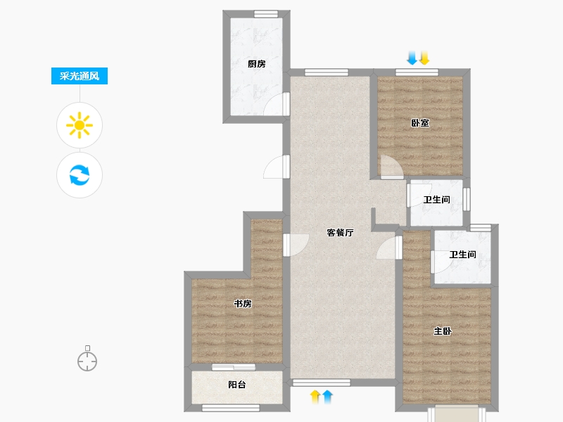 河北省-沧州市-瀛安家苑-103.20-户型库-采光通风