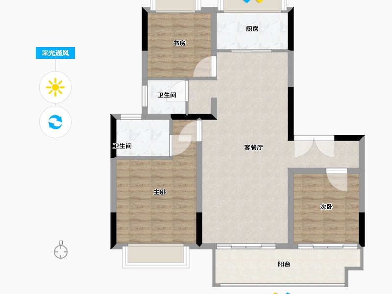 江苏省-徐州市-龙城樾府-92.80-户型库-采光通风