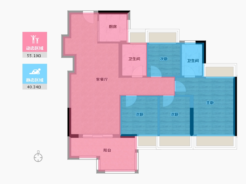 广东省-深圳市-卓越闽泰星奕府-89.00-户型库-动静分区