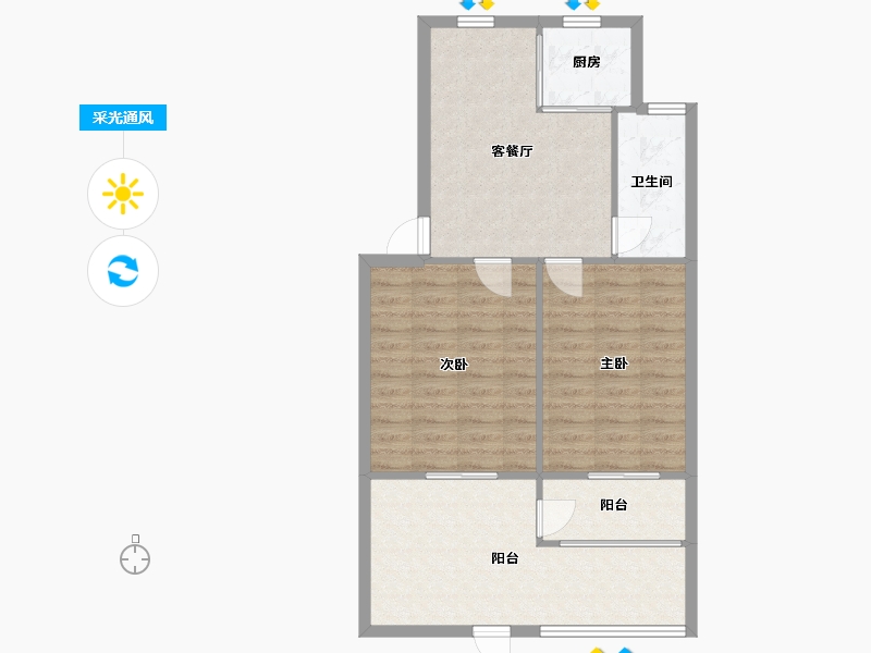 江苏省-苏州市-月浜二村-52.88-户型库-采光通风