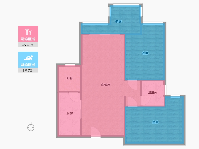 重庆-重庆市-香港置地禧悦-74.40-户型库-动静分区