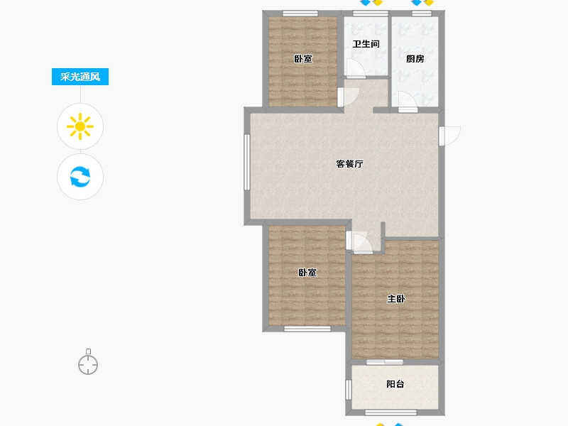 山东省-烟台市-向阳花园-96.80-户型库-采光通风