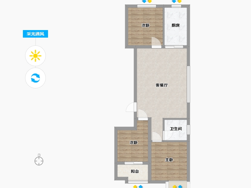 河北省-邯郸市-太行嘉苑-72.00-户型库-采光通风