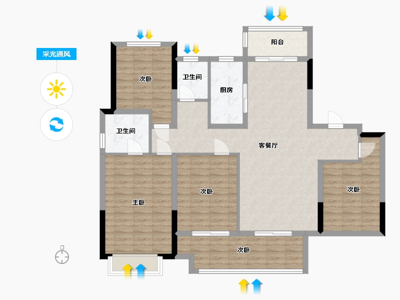 山东省-淄博市-君悦府-118.54-户型库-采光通风