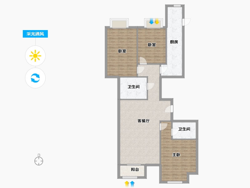 山西省-太原市-新城市花园-114.46-户型库-采光通风