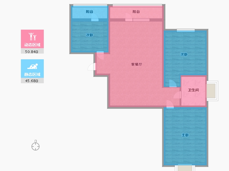 天津-天津市-靖江鑫园-85.44-户型库-动静分区