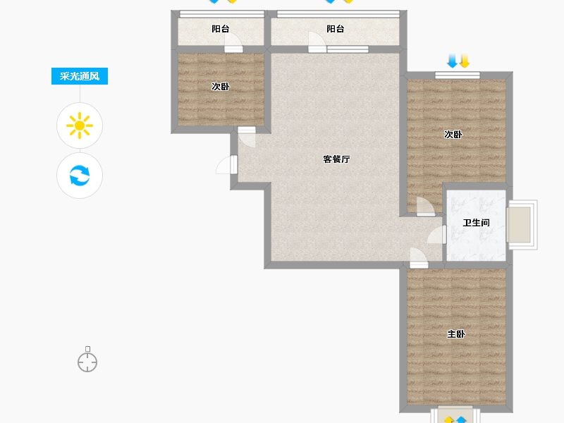 天津-天津市-靖江鑫园-85.44-户型库-采光通风