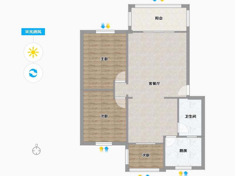 四川省-成都市-玉泉幼儿园家属院-85.43-户型库-采光通风